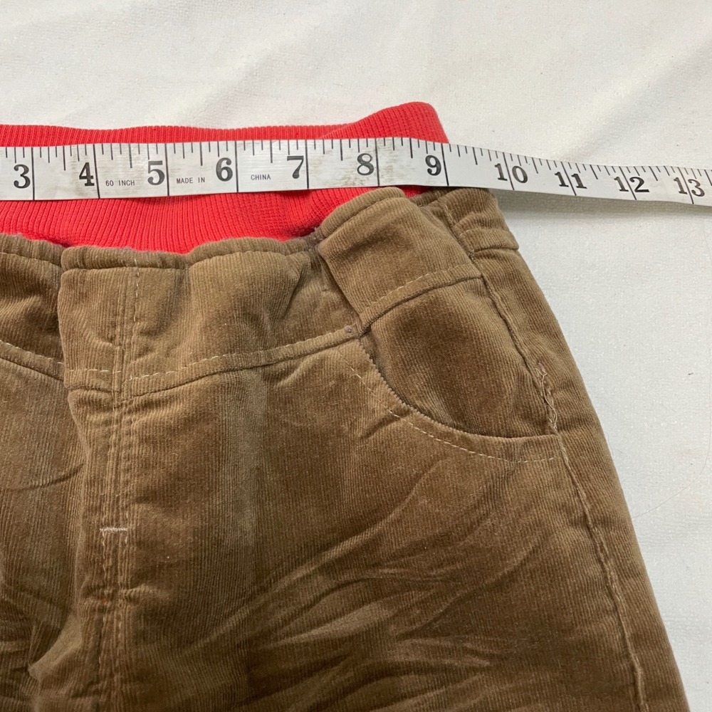 Kids Brown Corduroy Pants Trousers Size 6Y Fleece Lining Elastic Waist Warm Cute - Picture 6 of 10